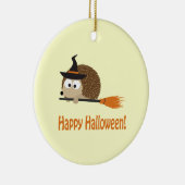 Frohe Halloween! Igel Hexe Keramik Ornament (Rechts)
