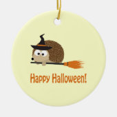 Frohe Halloween! Igel Hexe Keramik Ornament (Vorne)