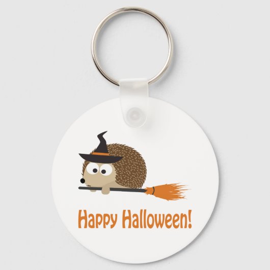 Frohe Halloween! Igel Hexe Schlüsselanhänger (Vorderseite)