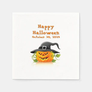 Frohe Halloween-Jack-Laterne mit Hexenhut Serviette