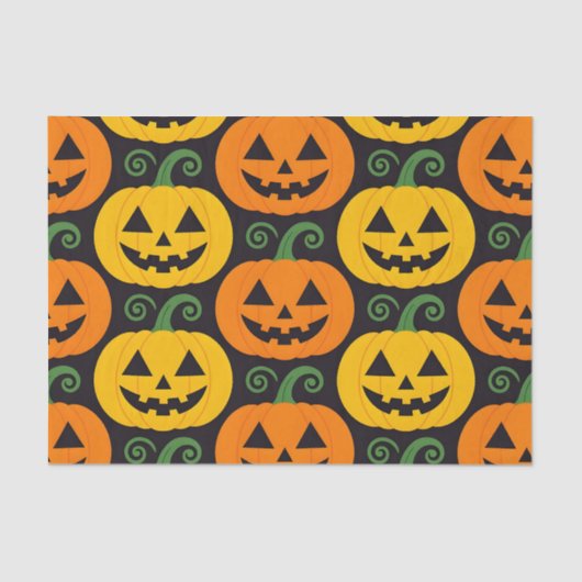 Frohe Halloween Jack-O'-Lanterns & Swirling Vines Seidenpapier (Vorderseite)