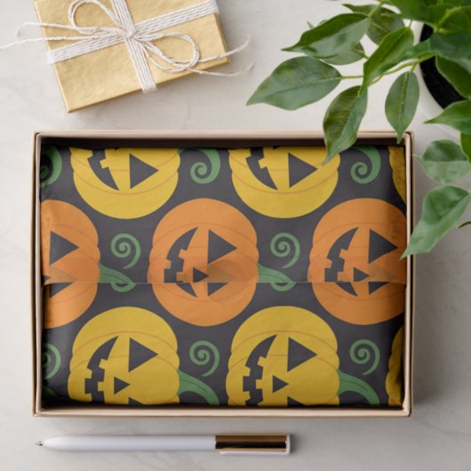 Frohe Halloween Jack-O'-Lanterns & Swirling Vines Seidenpapier (Geschenk)