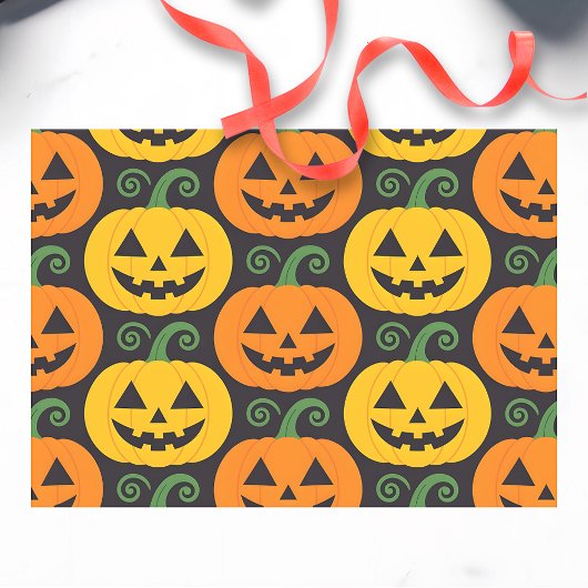 Frohe Halloween Jack-O'-Lanterns & Swirling Vines Seidenpapier