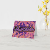 Frohe Halloween-Karte mit Geist, Fledermäusen und Karte (Gelbe Blume)