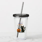 Frohe Halloween-Katze & Kürbis Acryltrinkbecher (Rückseite)