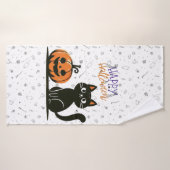 Frohe Halloween-Katze & Kürbis Badehandtuch (Badehandtuch)