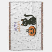Frohe Halloween-Katze & Kürbis Decke (Vorderseite Vertikal)