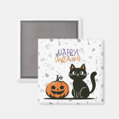Frohe Halloween-Katze & Kürbis Magnet (Vorderseite/Rückseite)