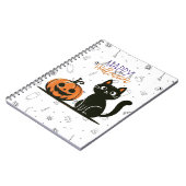 Frohe Halloween-Katze & Kürbis Notizblock (Linke Seite)