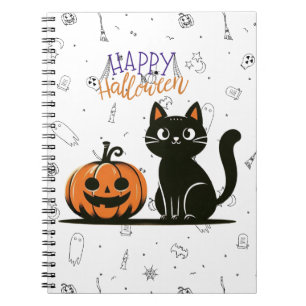 Frohe Halloween-Katze & Kürbis Notizblock
