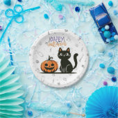Frohe Halloween-Katze & Kürbis Pappteller (Party)