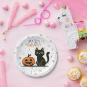 Frohe Halloween-Katze & Kürbis Pappteller (Party)
