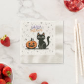 Frohe Halloween-Katze & Kürbis Serviette (Beispiel)