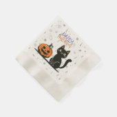 Frohe Halloween-Katze & Kürbis Serviette (Ecke)