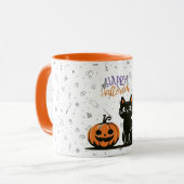 Frohe Halloween-Katze & Kürbis Tasse (Vorderseite Links)