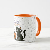 Frohe Halloween-Katze & Kürbis Tasse (VorderseiteRechts)