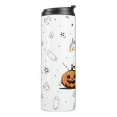 Frohe Halloween-Katze & Kürbis Thermosbecher (Nach links gedreht)