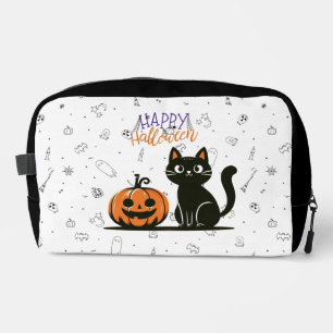 Frohe Halloween-Katze & Kürbis Waschbeutel