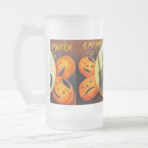 Frohe Halloween-Katze Mattglas Bierglas