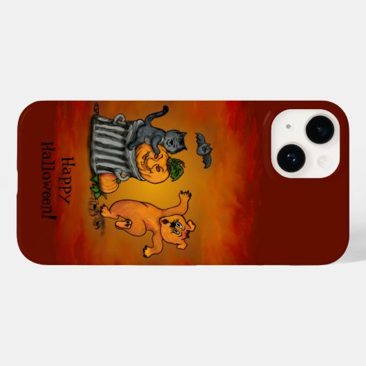Frohe Halloween! Katzen-Hund und Spider Case-Mate iPhone Hülle (Rückseite (Horizontal))