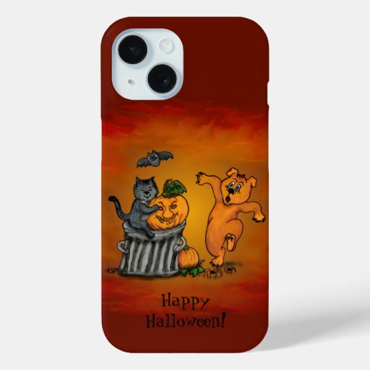 Frohe Halloween! Katzen-Hund und Spider Case-Mate iPhone Hülle (Rückseite)
