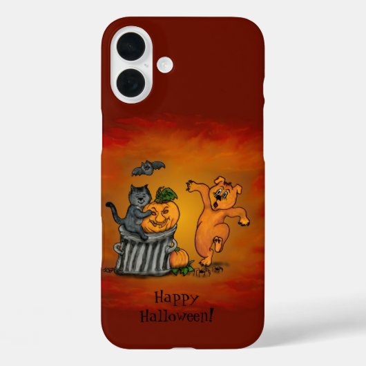 Frohe Halloween! Katzen-Hund und Spider Case-Mate iPhone Hülle (Rückseite)