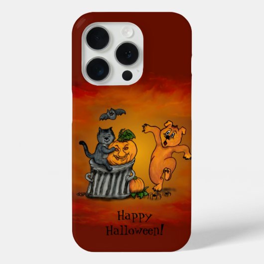 Frohe Halloween! Katzen-Hund und Spider Case-Mate iPhone Hülle (Rückseite)