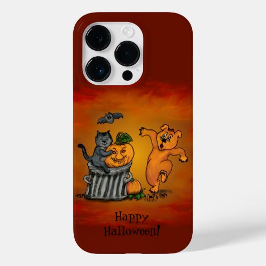 Frohe Halloween! Katzen-Hund und Spider Case-Mate iPhone Hülle (Rückseite)