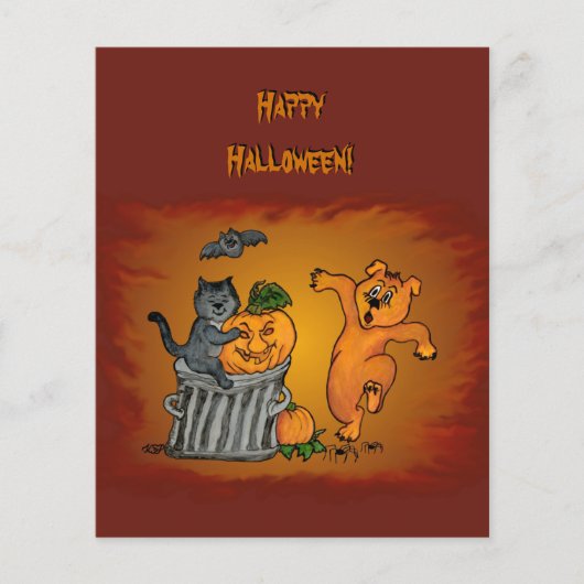 Frohe Halloween! Katzen-Hund und Spider Flyer (Vorne)