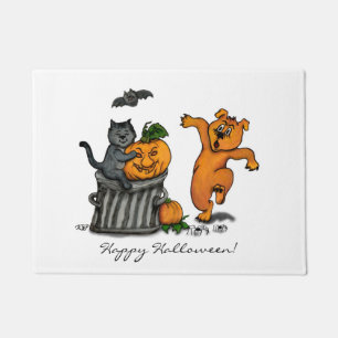 Frohe Halloween! Katzen-Hund und Spider Fußmatte