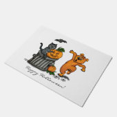 Frohe Halloween! Katzen-Hund und Spider Fußmatte (Schrägansicht)