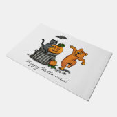 Frohe Halloween! Katzen-Hund und Spider Fußmatte (Schrägansicht)