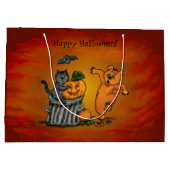 Frohe Halloween! Katzen-Hund und Spider Große Geschenktüte (Rückseite)
