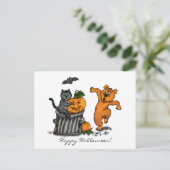 Frohe Halloween! Katzen-Hund und Spider Postkarte (Stehend Vorderseite)