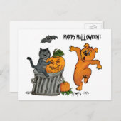 Frohe Halloween! Katzen-Hund und Spider Postkarte (Vorne/Hinten)
