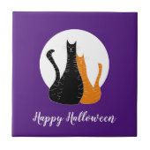 Frohe Halloween Katzen Vollmond Fliese (Vorderseite)