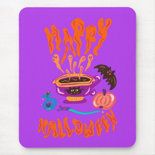 Frohe Halloween Katzenliebhaber Hexe-Tasse Kaffee Mousepad (Vorne)