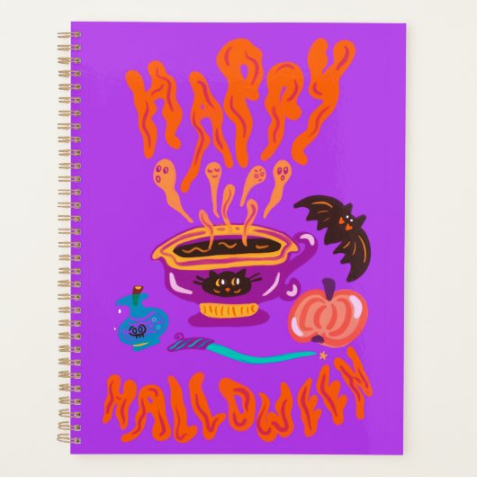 Frohe Halloween Katzenliebhaber Hexe-Tasse Kaffee Planer (Vorderseite)