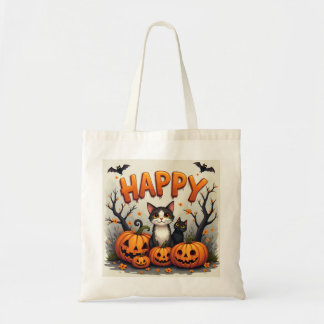 Frohe Halloween-Katzensack-Öko Tragetasche