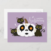 Frohe Halloween keltische Kürbis und Schwarze Katz Postkarte (Vorne/Hinten)