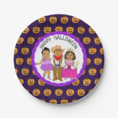 Frohe Halloween-Kind's in Costumes Party Pappteller (Vorderseite)