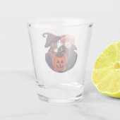 Frohe Halloween-Kostüme Schnapsglas (Rückseite)