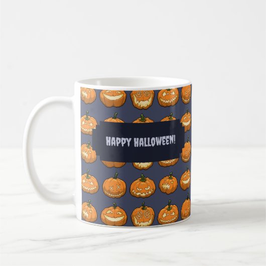 Frohe Halloween! Kürbislaterne Pumpkin Pattern Kaffeetasse (Links)