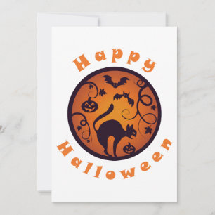 Frohe Halloween Laternenschwarze Katzen Spinnen un Einladung