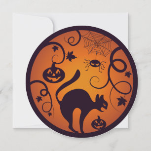 Frohe Halloween Laternenschwarze Katzen Spinnen un Einladung