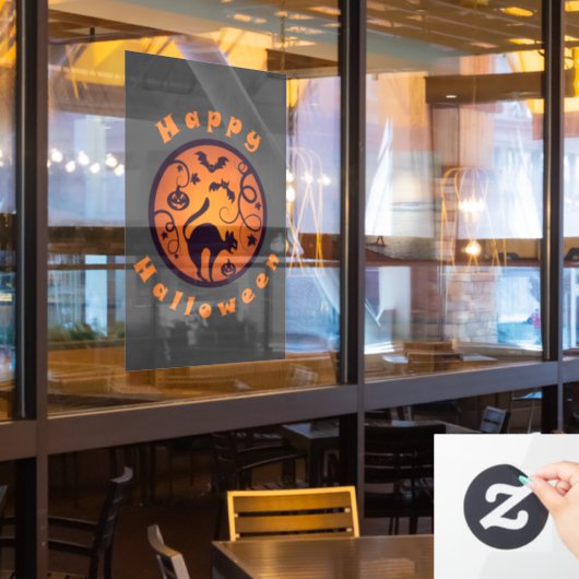 Frohe Halloween Laternenschwarze Katzen Spinnen un Fensteraufkleber (Restaurantfenster)