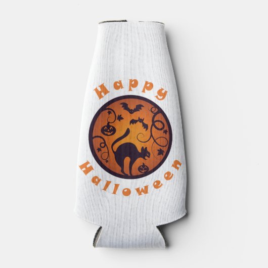 Frohe Halloween Laternenschwarze Katzen Spinnen un Flaschenkühler (Vorderseite)