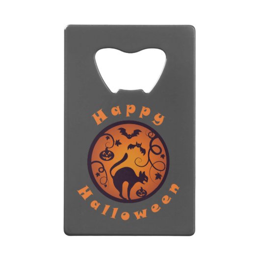 Frohe Halloween Laternenschwarze Katzen Spinnen un Geldbeutel Flaschenöffner (Vorderseite)