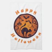 Frohe Halloween Laternenschwarze Katzen Spinnen un Geschirrtuch (Vertikal)