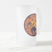 Frohe Halloween Laternenschwarze Katzen Spinnen un Mattglas Bierglas (VorderseiteRechts)